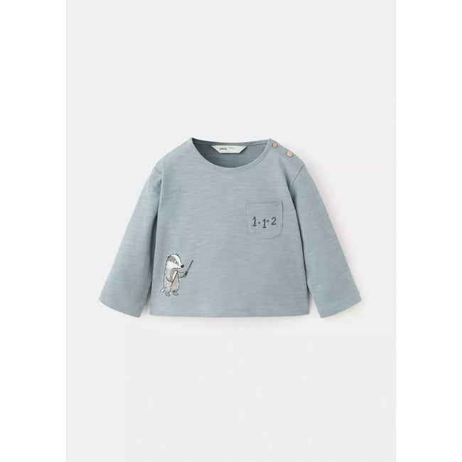 T-shirt détail imprimé bleu <span itemprop=