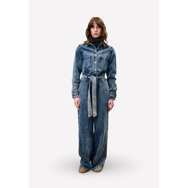 Combinaison  en coton VERVEINE bleu jean <span itemprop=