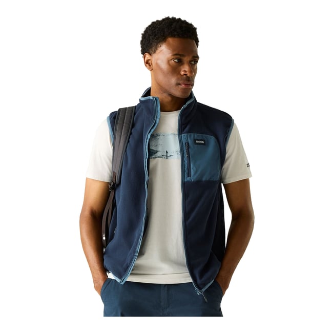Veste sans manches à col montant FRANKIE bleu marine / bleu de gris <span itemprop=