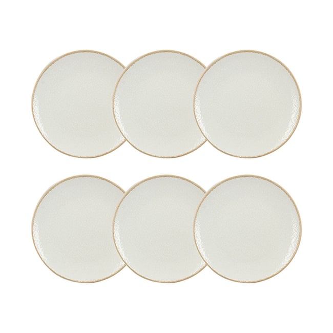 Lot de 6 assiettes desserts en porcelaine 20cm, NUANCE Couleur blanc <span itemprop=