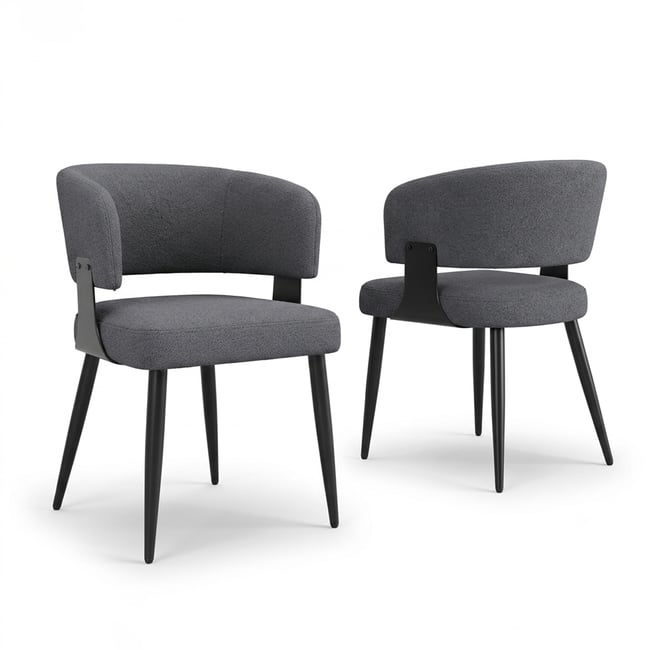 Lot de 2 chaises de salle à manger style industriel en tissu, CASEMI Couleur gris <span itemprop=