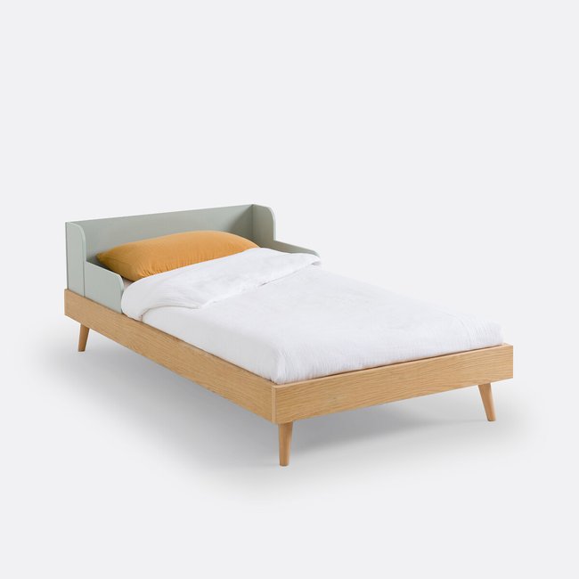 Cama infantil con somier, Augusto roble/verde <span itemprop=