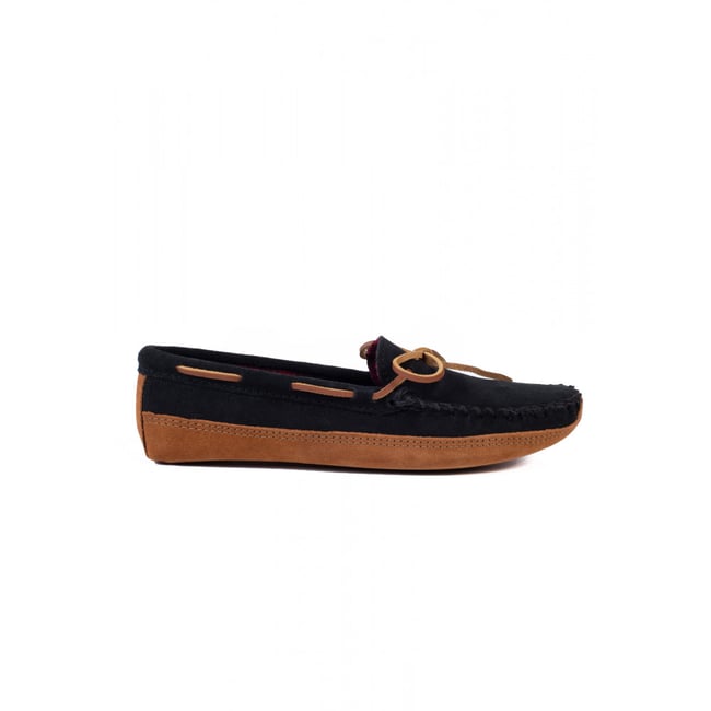 Moccassins en cuir suede 2 BOTTOM FLEECE noir <span itemprop=