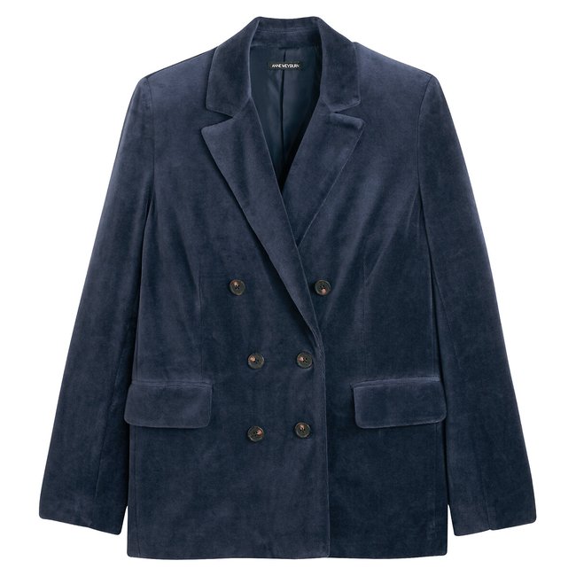 Blazer coupe droite, velours lisse marine ANNE WEYBURN