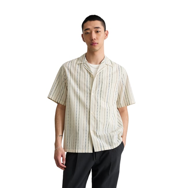 Chemise à manches courtes regular avec des rayures multicolores blanc <span itemprop=