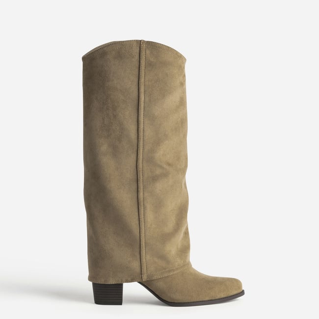 Botte À Talon en cuir MINA. taupe <span itemprop=