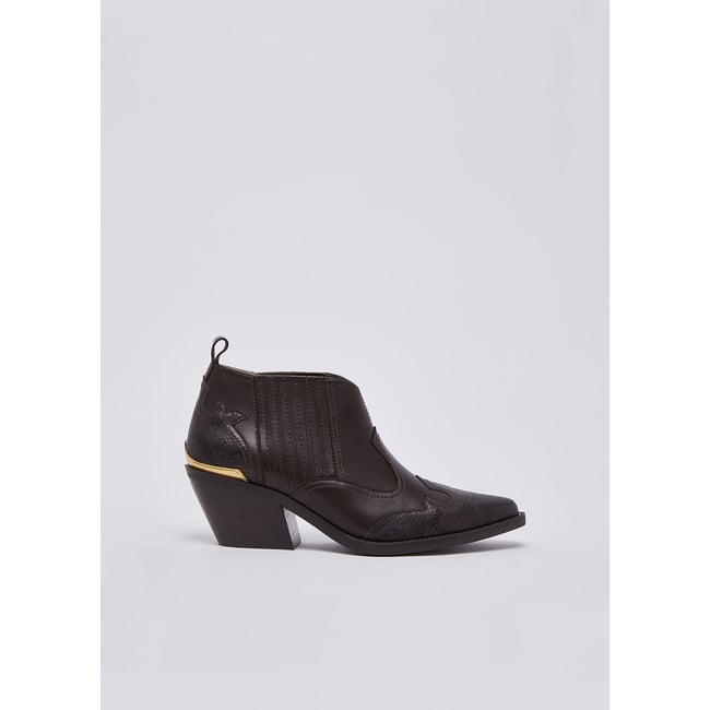 Bottines western avec imprimé python moka <span itemprop=