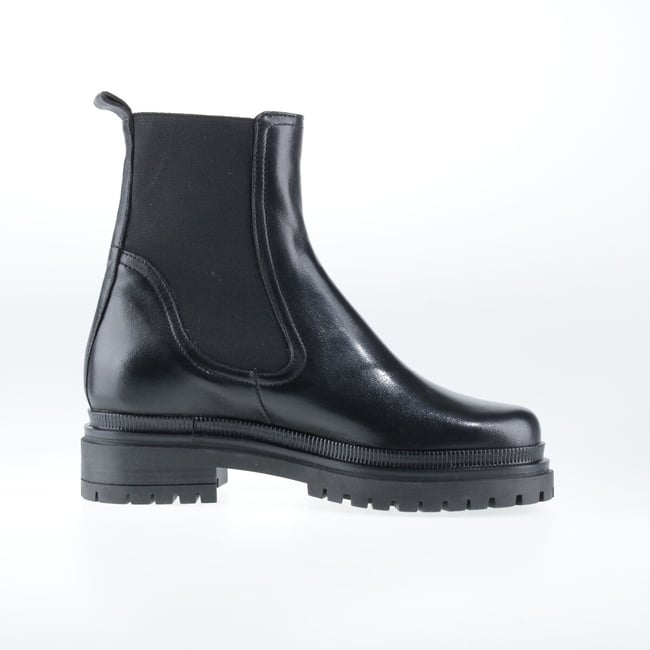Boots Chelsea en cuir noir <span itemprop=