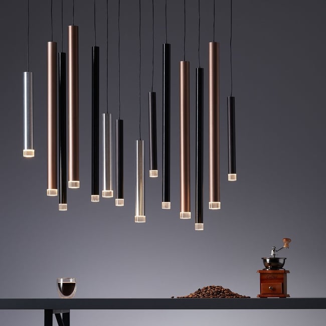 Suspension    lumière chaude  CEMBALO Couleur marron <span itemprop=