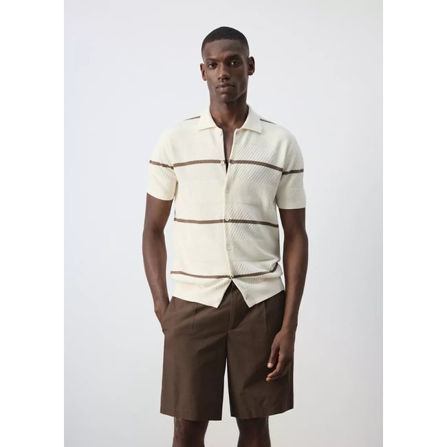 Chemise 100 % structure en maille blanc <span itemprop=