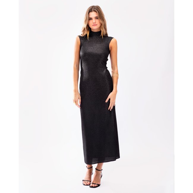 Robe midi avec paillettes et dos ouvert WITH THE GIRLS noir <span itemprop=