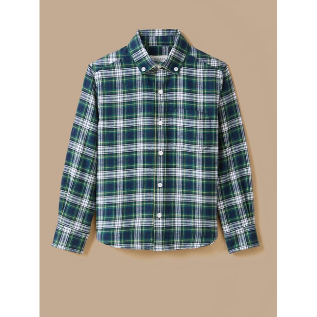 Chemise effet flanelle carreaux ecossais vert <span itemprop=