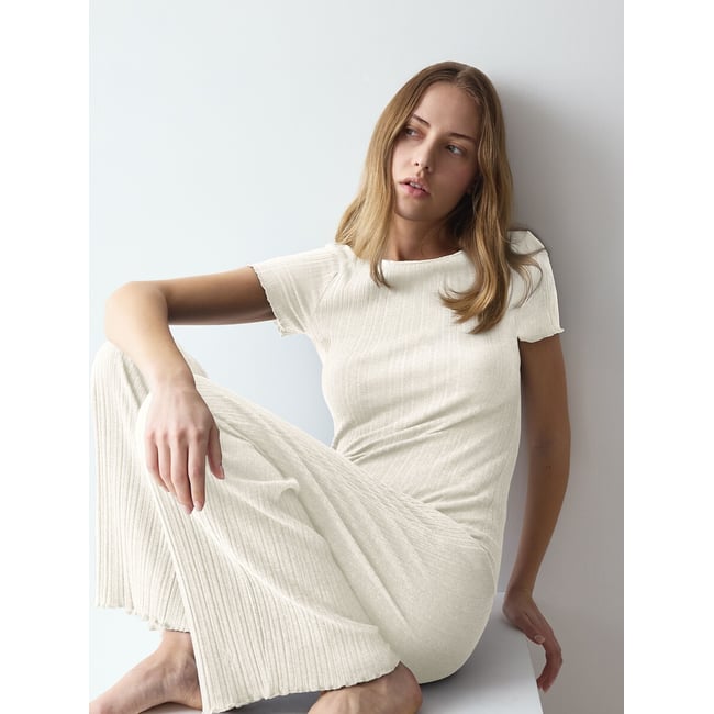 Pigiama in cotone a coste VERSATILE RIB avorio TRIUMPH