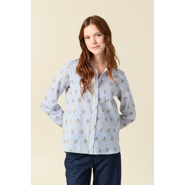 Chemise manches longues bleu ciel <span itemprop=