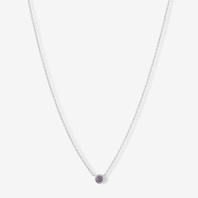 Collier argent 925 serti d'une pierre d'Améthyste v002236 <span itemprop=