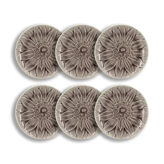 Lot de 6 assiettes à desserts 20,5cm en grès, NOVA Couleur blanc-vert <span itemprop=