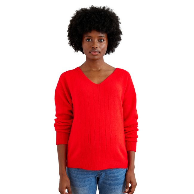 Pull col V grossesse en maille mousseuse fantaisie - VERTBAUDET