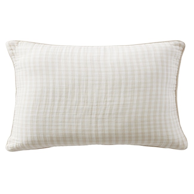 Coussin avec passepoil 40x60 cm Gaze de Coton Quadri Naturel naturel <span itemprop=