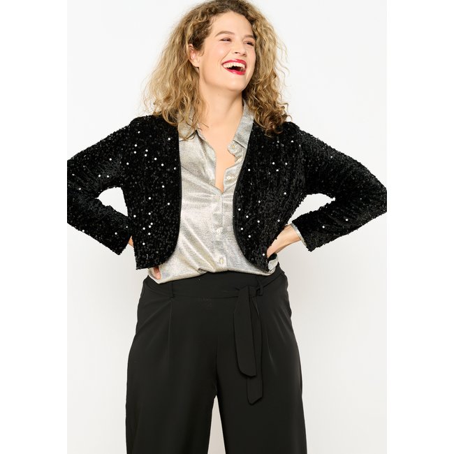 Boléro en velours avec sequins noir <span itemprop=