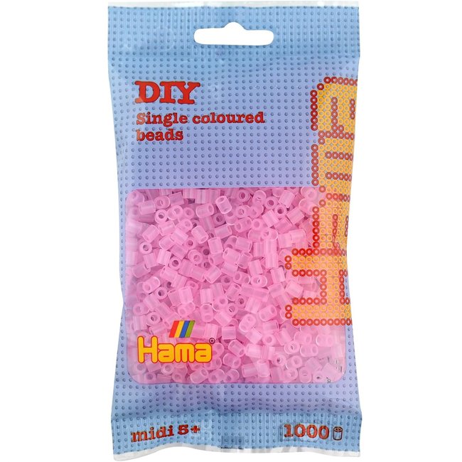 Sachet 1000 perles plastique Midi rose transparent rose <span itemprop=