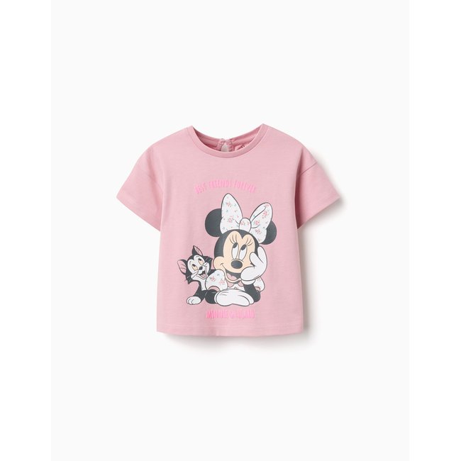 T-shirt en coton avec imprimé Minnie & Figaro rose clair <span itemprop=