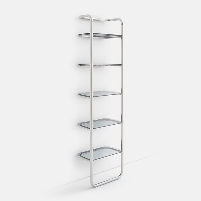 Étagère murale en inox et verre fumé, GIORGIO chrome <span itemprop=