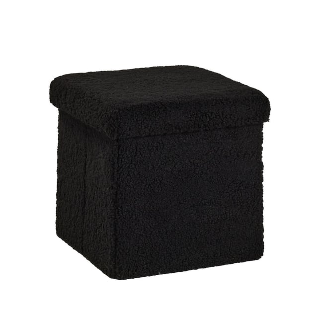 Pouf coffre carré en tissu bouclette MOKA - FACTORY