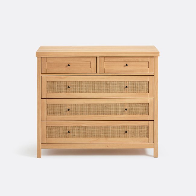 Commode 5 tiroirs Gabin naturel <span itemprop=