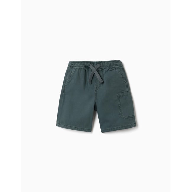 Short midi cargo en coton avec cordon vert foncé <span itemprop=