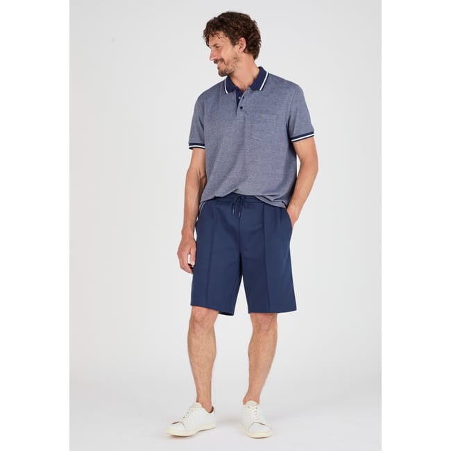 Short en maille interlock bleu marine <span itemprop=