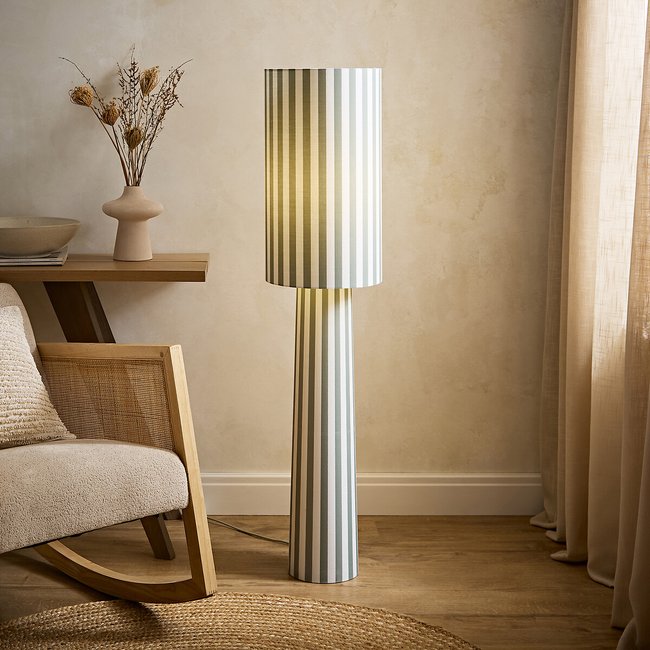 Taylor Stripe Full Fabric Midi Floor Lamp, sage green, ÉDITÉ