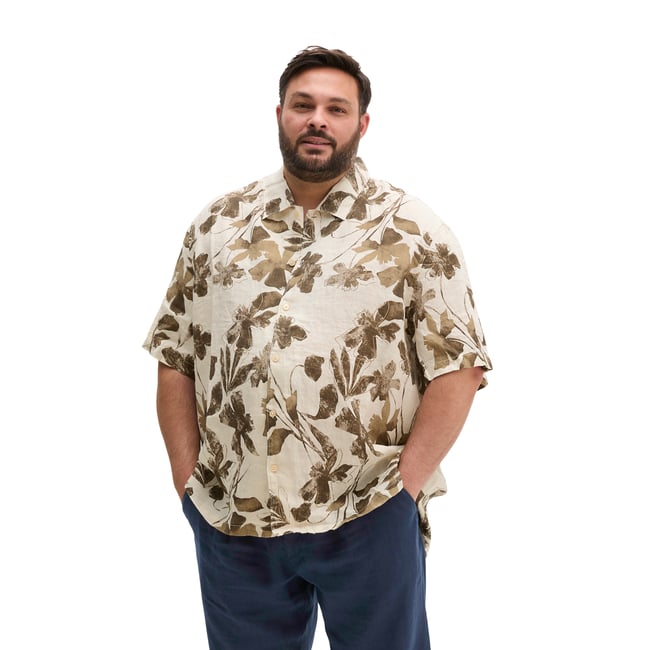 Chemise en lin à manches courtes regular avec imprimé allover - MARC O'POLO