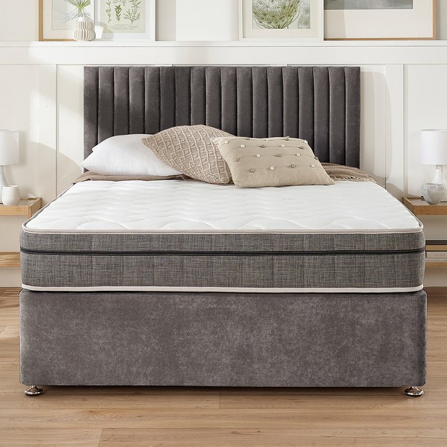 Grant Linen Divan Bed with 4 Drawers and Pocket+ Memory Mattress Set - ASPIRE