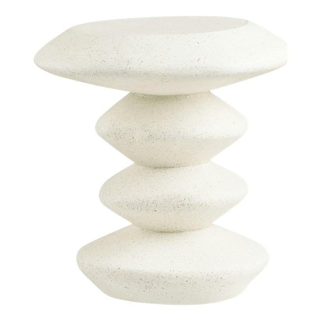 Bout de canapé blanc en fibre d'argile style japandi OTTA Couleur blanc <span itemprop=