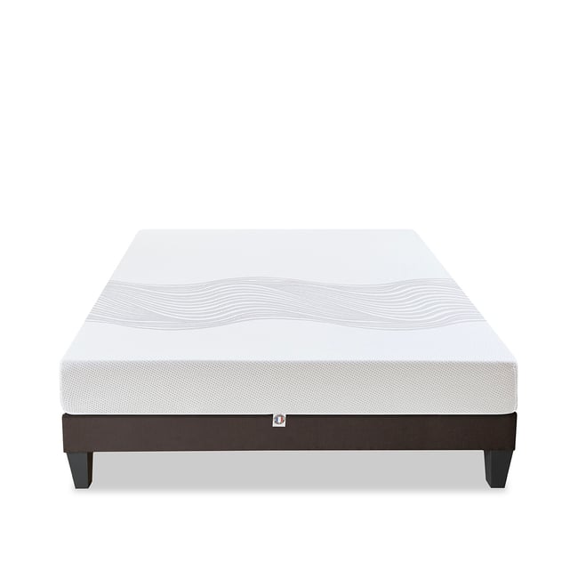 Ensemble Sensitive 140x190 cm Matelas Mousse + Sommier Bois Couleur blanc <span itemprop=