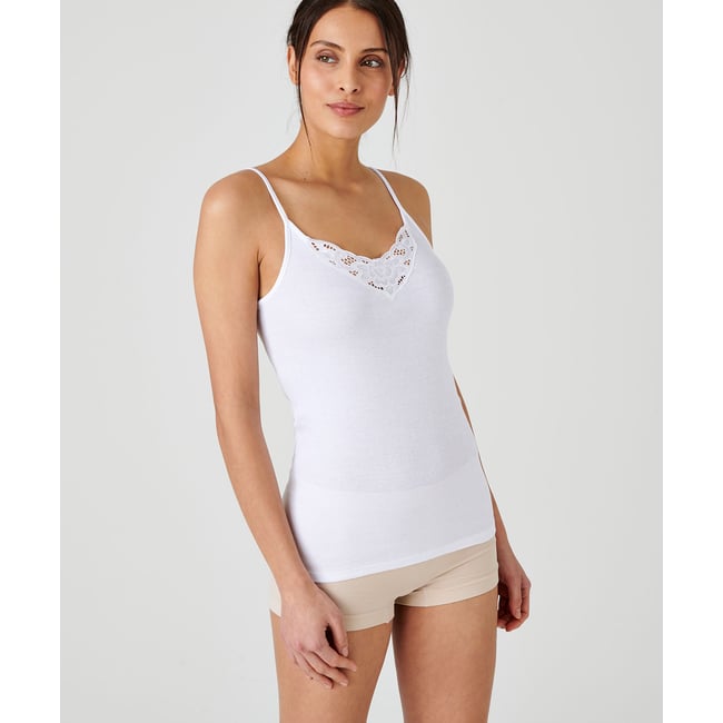 Caraco application florale Essential  blanc <span itemprop=