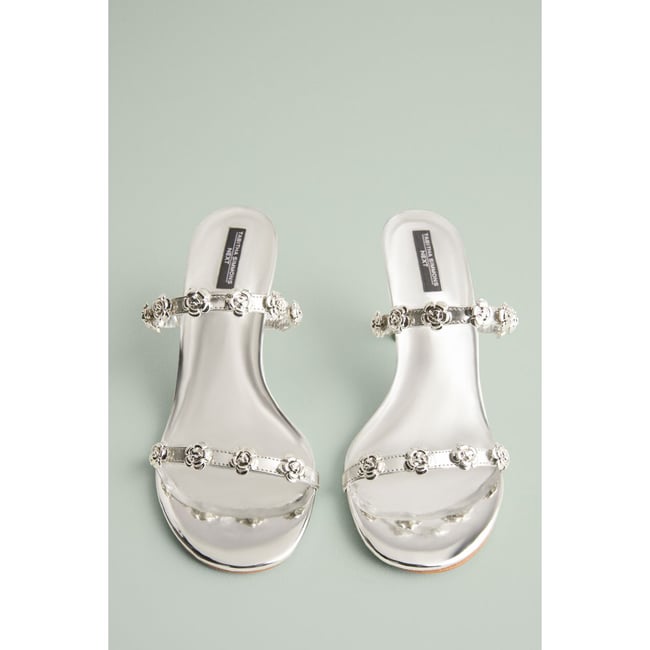 Mules tabitha flora argent <span itemprop=