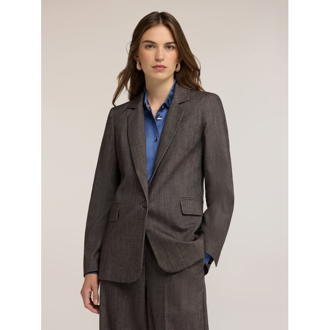 Blazer teint fil gris <span itemprop=