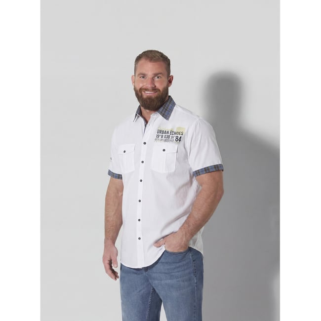 Chemise à manches courtes HUMFRED blanc <span itemprop=
