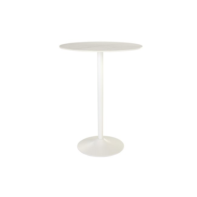 Table haute design ronde en céramique blanche et métal D80 cm MALOU Couleur blanc <span itemprop=