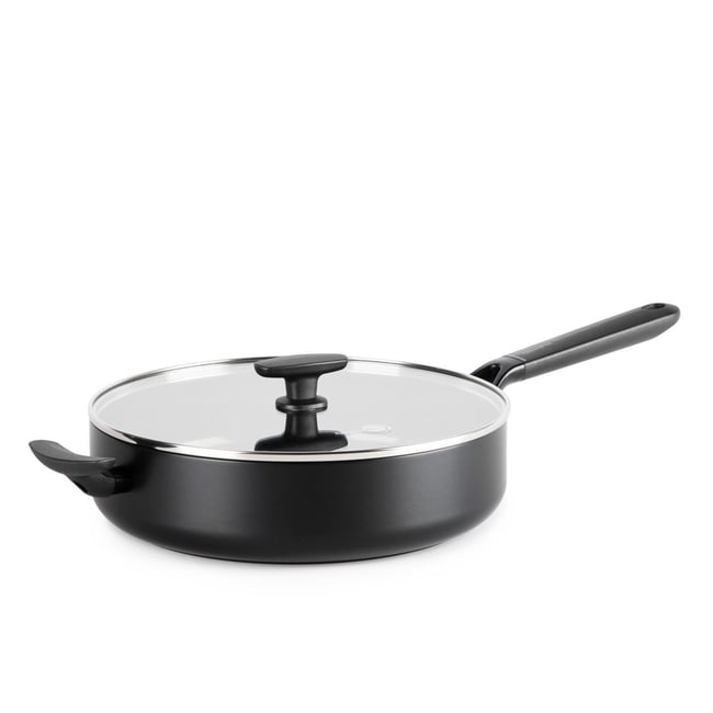 Sauteuse 29 cm aluminium revêtement céramique avec couvercle-Smart noir <span itemprop=