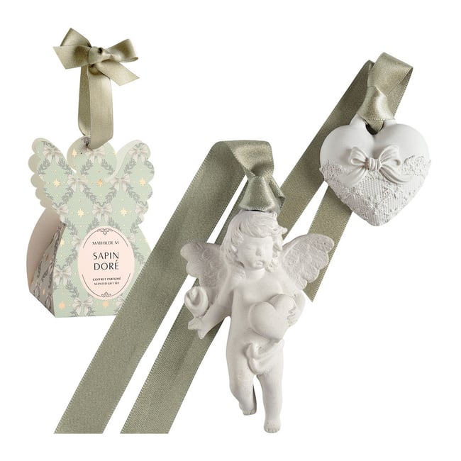 Coffret Surprises Ange parfum Sapin Doré RUBANS DE FÊTE Couleur vert <span itemprop=
