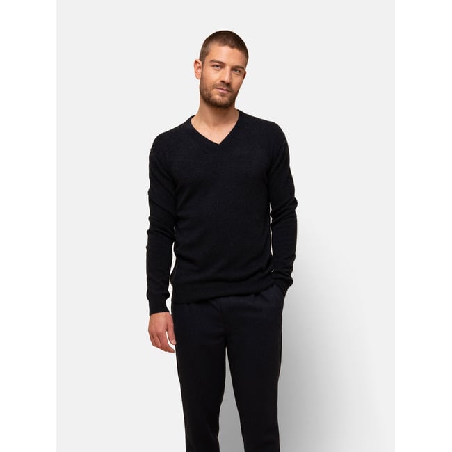 Pull Col V  Caviar Tom bleu foncé <span itemprop=