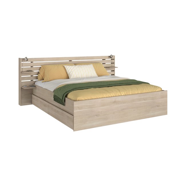 Lit - PALMYRE Couleur bois clair <span itemprop=