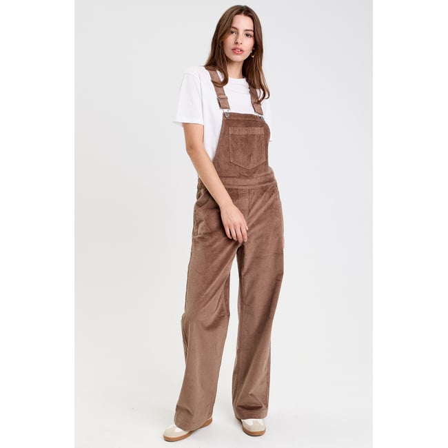 Salopette velours taupe <span itemprop=