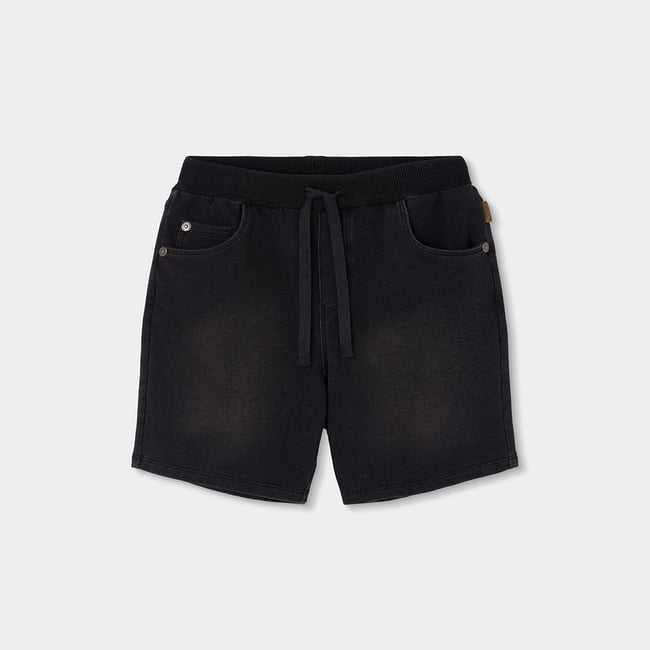 Short garçon denim avec cordon noir <span itemprop=