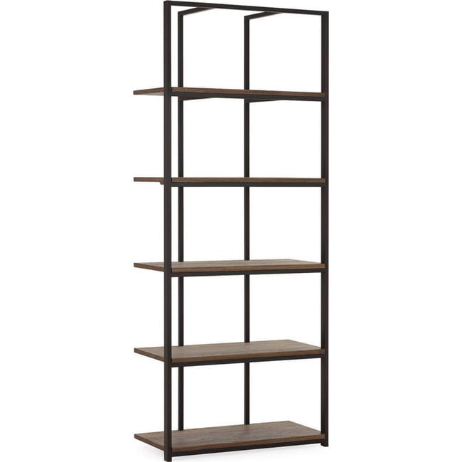 Étagère en orme massif et métal Couleur noyer et noir mat <span itemprop=