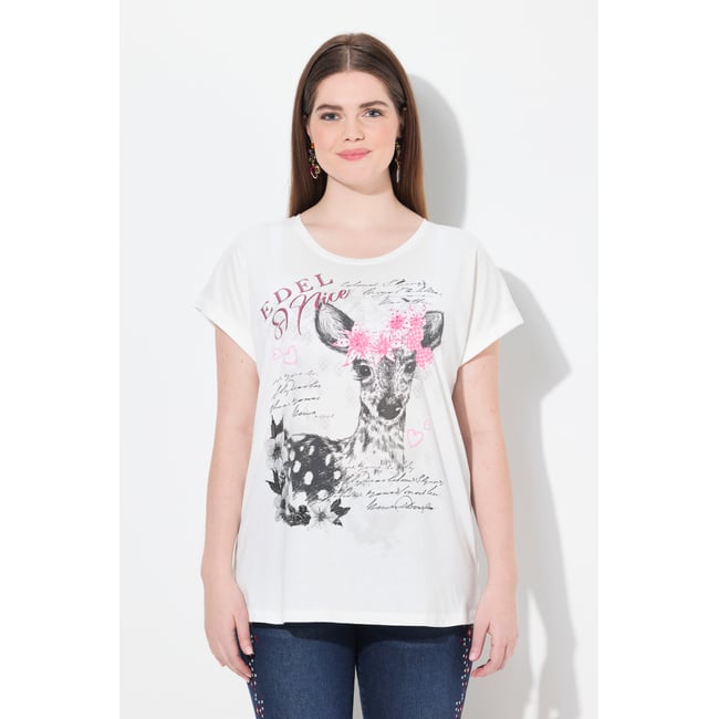T-shirt oversize. Col rond et manches blanc neige <span itemprop=