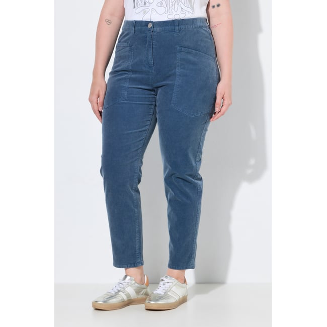 Pantalon en velours côtelé extensible bleu <span itemprop=