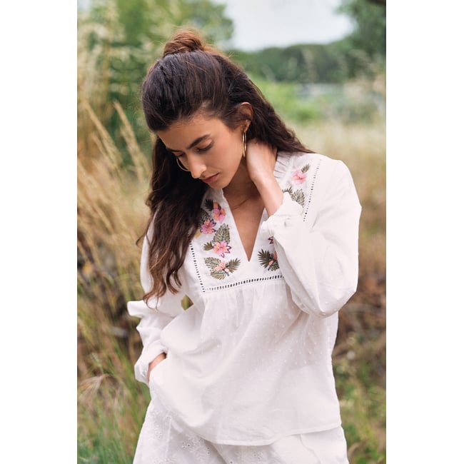 Blouse à broderie florale v002227 <span itemprop=